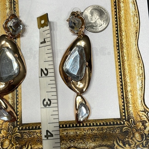 Zara Crystal Gold Statement Earrings - Picture 9 of 12